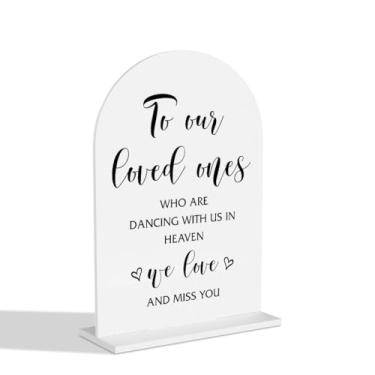 Imagem de Placa de casamento In Loving Memory, To Our Loved Ones Who Are Dancing With Us In Heaven, placa de mesa de memória, para casamento, chá de panela, cerimônia, recepção, evento, festa, decoração