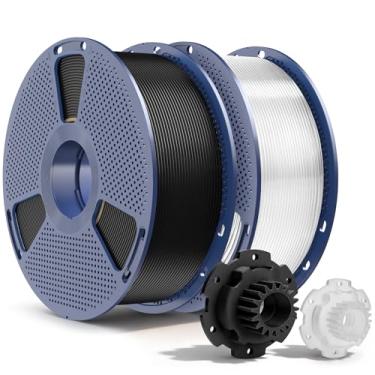 Imagem de SUNLU Filamento de impressora 3D PETG 1,75 mm, 1 kg x 2, preto + transparente