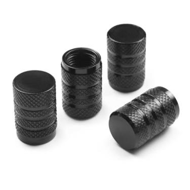 Imagem de Pitlane Performance Tampas de válvula de alumínio (conjunto de 4) – Tampas de válvula de pneu para válvulas Schrader – Compatível com carros, SUVs, motocicletas e bicicletas (preto, conforto)