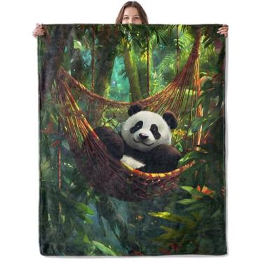 Imagem de Lugiu Cobertor de panda, rede de selva leve e confortável e manta de vida selvagem para sofá, quarto, macio, aconchegante, de flanela, natureza, cobertores realistas, presentes para meninas, meninos e