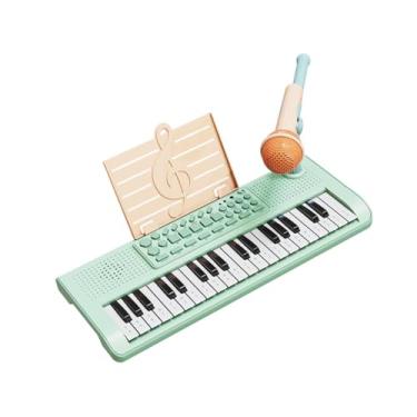 Imagem de Fenteer Teclado de piano infantil com microfone para iniciantes, ideal para uso doméstico. Teclado eletrônico compacto, Verde