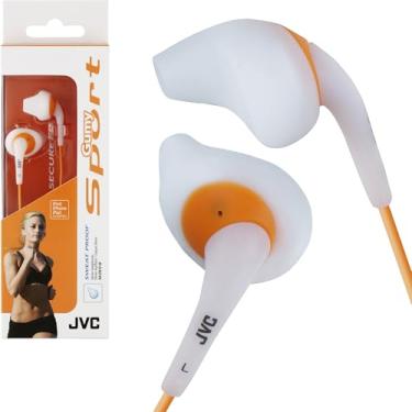 Imagem de JVC Bocal branco e laranja seguro ajuste confortável à prova de suor Gumy Fones de ouvido esportivos com cabo colorido longo HA-EN10W