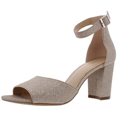 Imagem de Jessica Simpson Sandália feminina Sherron com tira no tornozelo e salto bloco, Champanhe, 37