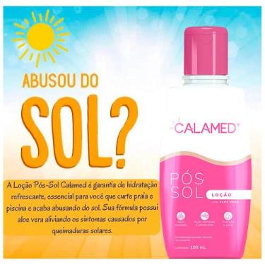 Imagem de loção pós-sol calamed  alivia e suaviza efeitos do sol na pele ação re