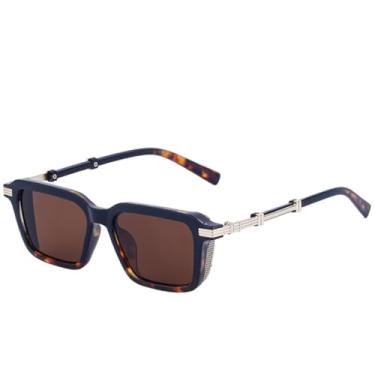 Imagem de JRLLFD Óculos de sol retrô punk feminino, armação pequena de luxo, masculino, para dirigir ao ar livre, UV400 (marrom leopardo)