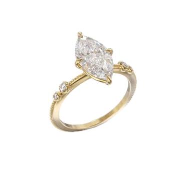 Imagem de Anéis de noivado de zircônia cúbica de losango banhado a ouro branco e ouro, alianças de compromisso, festas noturnas, presentes de dia dos namorados, alianças de eternidade para mulheres, 7, Cobre