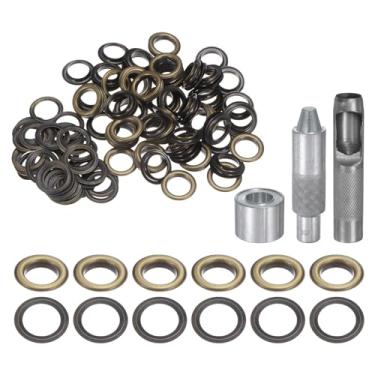 Imagem de HARFINGTON Kit de ferramentas de ilhós de 100 peças, conjunto de ilhós de cobre de 18 mm com furador oco, ferramentas de fixação de ilhós para roupas cinto de tecido de couro, bronze