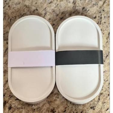 Imagem de Bandeja Decorativa Artesanal em Concreto Celular - Formato Oval, Multiuso para Mesa/Banheiro/Cozinha (Antimanchas e Resistente à Umidade)(Kit 2 band. Branca -18 CM)