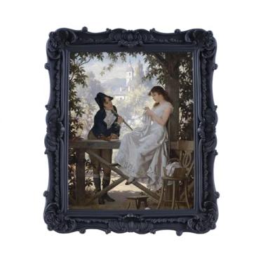 Imagem de S GMOMENT Molduras antigas 20 x 25 cm vintage ornamentadas vitorianas com suporte de parede de vidro frontal e mesa gótica, decoração de casa, arte de parede retrô, 1 pacote, preto