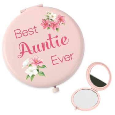 Imagem de Tamnioa Presentes de tia para tia, presentes de aniversário, ideias de presente de tia, presente para tias de sobrinha, espelho compacto rosa, acessórios de bolso para espelho de maquiagem com