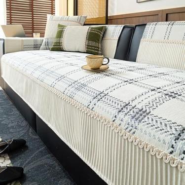 Imagem de Capa de sofá separada em forma de L, capas de sofá de 3 lugares e 2 lugares, não amassa facilmente capa de sofá de chenille antiderrapante para sofá secional fronha branca 50 x 30