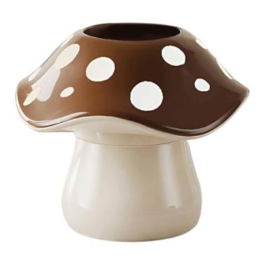 Imagem de Ioensy Porta-canetas fofo em formato de cogumelo, porta-escovas de dente, novidade, organizador de mesa, organizador de pincéis de maquiagem para decoração