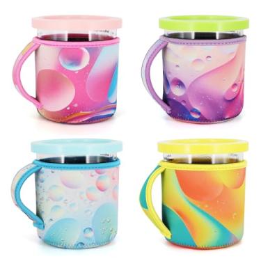 Imagem de Pacote com 4 capas de neoprene para sorvete com alça, capa reutilizável de 680 g compatível com recipientes de sorvete Ninja Creami NC501, NC500 Series Deluxe (gradiente)