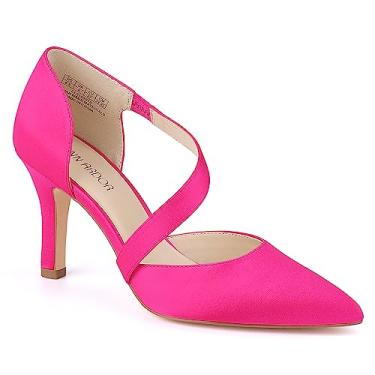 Imagem de JENN ARDOR Sapatos femininos de salto alto com bico fechado para mulheres de 7,6 cm stilettos profissionais D'Orsay, tira no tornozelo, sexy, para casamento, noiva, festa noturna, escritório, sapatos sociais femininos, Rosa fúcsia, 6