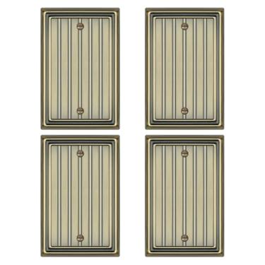 Imagem de Placa de parede de metal para tomadas elétricas, placas decorativas de latão antigo, capa de interruptor de luz, placas de parede de 1 gangue (peça única, pacote com 4)