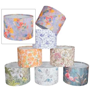 Imagem de Royal Designs, Inc. Abajur de tambor de tecido para abajur de mesa e luminária de chão, coleção Flora, 40,6 x 40,6 x 25,4 cm - montagem fácil, floral roxo