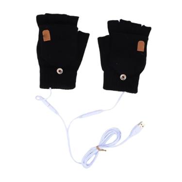 Imagem de Generic Luvas Aquecidas por USB, Luvas Elétricas Sem Dedos para Aquecimento de Mãos para Homens e Mulheres, Temperatura Ajustável, para Uso Em Escritório de Jogos de Esqui No Inverno (BLACK)