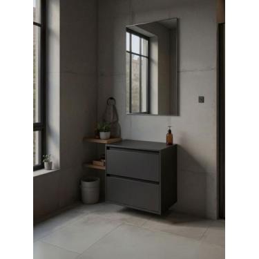 Imagem de Gabinete para Banheiro com Espelho 60cm Mdf Grafite Dubai - On Móveis