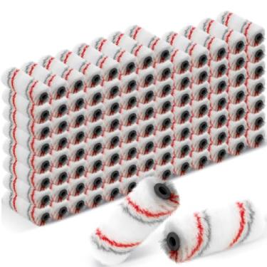 Imagem de Nuogo 150 peças mini capas de rolo de pintura de 10 cm pequeno rolo de pintura ferramentas de reparo doméstico suprimentos de pintura doméstica capas para pintura de casa artesanato DIY (vermelho