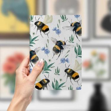 Imagem de Caderno de couro de abelha, caderno A5 para anotações de escritório, agenda de 21 x 14,7 cm, agenda, diário de viagem