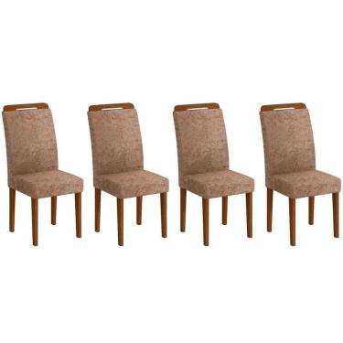 Imagem de Kit 4 Cadeiras De Cozinha Athenas Imbuia-capuccino-suede Capuccino - Rufato