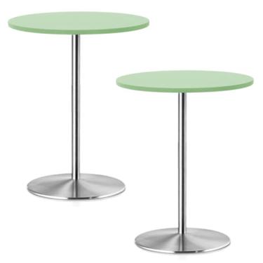 Imagem de Pacote com 2 toalhas de mesa elásticas pequenas redondas para mesa de coquetel de 76 cm, à prova d'água, toalha de mesa de piquenique elástica, lavável, dobrável, para acampamento, bar, pub, festas