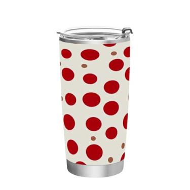 Imagem de Wassud Copo de 340 g Red Dot com tampa e canudo de aço inoxidável de parede dupla copo isolado caneca de café de viagem para bebidas frias e quentes