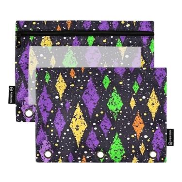 Imagem de Wassud Pacote com 2 pastas de fichário com padrão abstrato de 3 furos, pasta organizadora de arquivos para casa, escritório