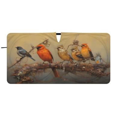 Imagem de CEBUGI Para-brisa de carro dobrável para-sol pequenos pássaros persianas de janela de carro guarda-chuva pára-brisa frontal para acessórios de carro bloqueador solar refletivo de carro legal, M