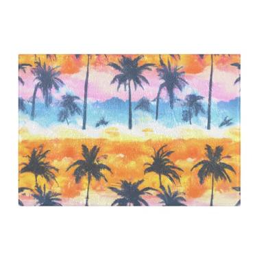 Imagem de Burbuja Tapete de banheiro com palmeiras tropicais, tapete absorvente extra macio com suporte antiderrapante para banheiro, banheira, chuveiro, 41 x 61 cm