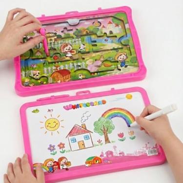 Imagem de Lousa Mágica 2 em 1 + Labirinto Magnético: Brinquedo Educativo Pedagógico