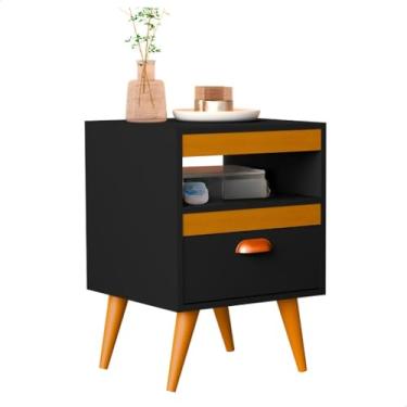 Imagem de Kit 2 Mesa De Cabeceira Quarto Criado Com Gaveta Puxador (PretoY)