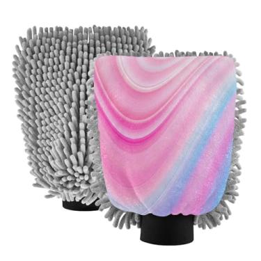 Imagem de STAYTOP Luvas de lavagem de carro Dreamy Colors 2 peças, luvas de microfibra de chenille, sem arranhões, panos de esponja de lavagem ultra absorventes para carros, limpeza doméstica - M