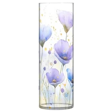 Imagem de CEBUGI Vaso de flores silvestres 10 cm x 30 cm Vaso cilíndrico para flores, vaso transparente inquebrável para decoração de casa de festa de casamento