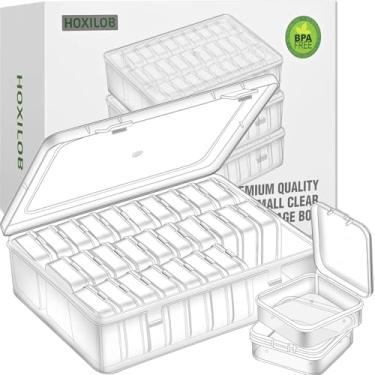 Imagem de Caixa organizadora de contas, 90 recipientes pequenos de plástico transparente, caixa de armazenamento de artesanato possui tampa articulada e etiquetas, mini caixas para pulseiras, joias, diamantes,