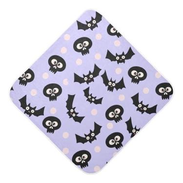 Imagem de Burbuja Skulls Bats Toalha de banho para bebês - Toalha com capuz de musselina macia e absorvente para recém-nascidos, 89 x 89 cm