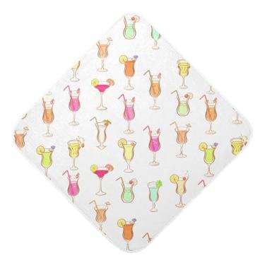 Imagem de Burbuja Colorful Drinks Toalha de banho para bebês - Toalha com capuz de musselina macia e absorvente para recém-nascidos, 76 x 76 cm
