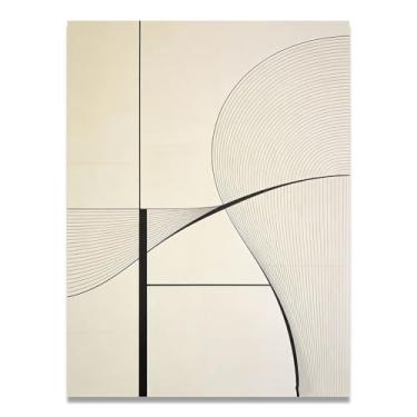 Imagem de Simetria calma Arte em tela minimalista: Serenidade tons neutros grande área em branco para decoração de espaço calmo 30 x 45 cm sem moldura