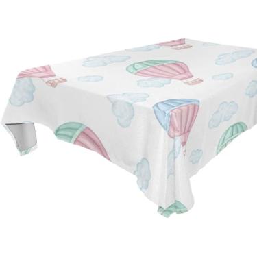 Imagem de Burbuja Toalha de mesa com balões de ar quente, toalha de mesa retangular, anti-rugas, grossa para decoração de jantar, cozinha, festa, 152 x 228 cm