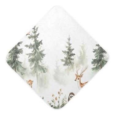 Imagem de Burbuja Forest Trees Toalha de banho para bebês - Toalha com capuz de musselina macia e absorvente para recém-nascidos, 76 x 76 cm