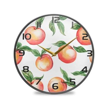 Imagem de YETTASBIN Relógio de parede acrílico pêssego - Silencioso, sem tique-taque, operado por bateria, relógio redondo decorativo criativo para cozinha, sala de estar, banheiro, decoração de escritório em