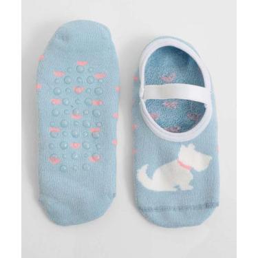 Imagem de Meia Sapatilha Feminina Antiderrapante Marisa Azul-75192, 34/39, Azul