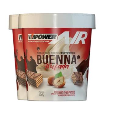 Imagem de Kit 2 Pasta de Amendoim Vitapower Whey Buenna Trufado 600g