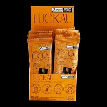 Imagem de DISPLAY BARRAS CHOCOLATE 70% CARAMELO SALGADO 20G ZERO AÇÚCAR - LUCKAU