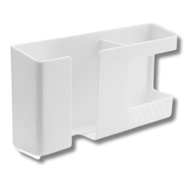 Imagem de Suporte de Parede 2 em 1 Autoadesivo Branco para Celular e Controle Remoto Multifuncional Porta Controle (1)