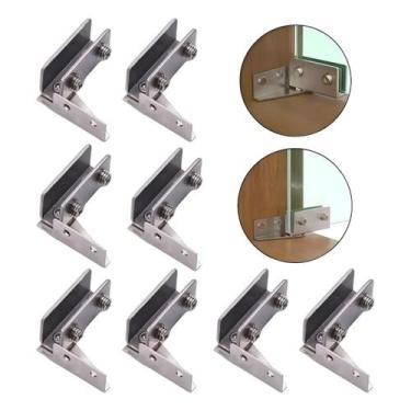 Imagem de Par Dobradiça Dupla Inox Pivotante Porta Vidro Madeira Porcelanato De 