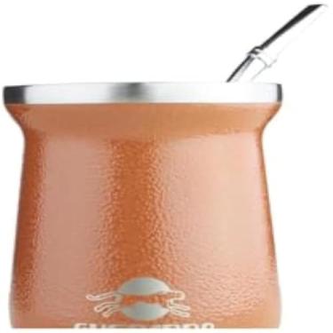 Imagem de Cuia, bebida, mate, cha, portatil, aco inoxidavel, branco, leve, facil de usar.