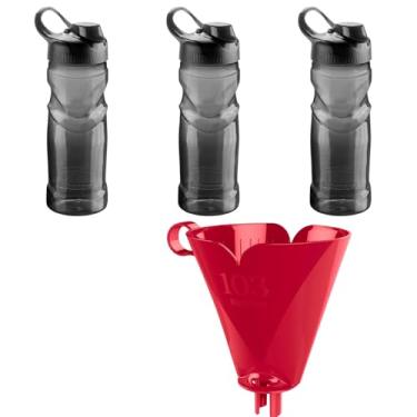 Imagem de Kit com 1 Suporte de Filtro de Café Vermelho 103 + 3 Garrafa Fitness Plastica 500ml Preta