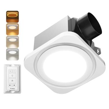 Imagem de Amico - Exaustor de banheiro com luz, 80CFM 1.0 sons, ventilador de luz LED 1600lm, 3000K/4000K/5000K selecionável e luz noturna, controle remoto, UL e FCC