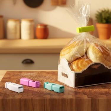 Imagem de Conjunto de 16 clipes de saco de pão - clipes de chips, clipe de selador de saco de comida, plástico, cores sortidas, fácil de segurar, para lanches e salgadinhos de despensa de cozinha